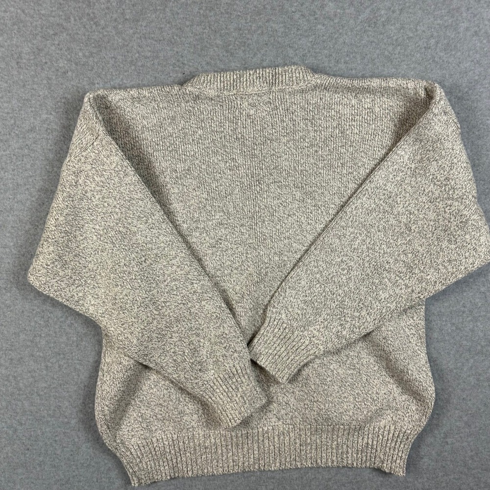 VINTAGE Cotton Club American Flag Sweater L 90s Grandpa Knit Coastal Grey‎ - Picture 2 of 11